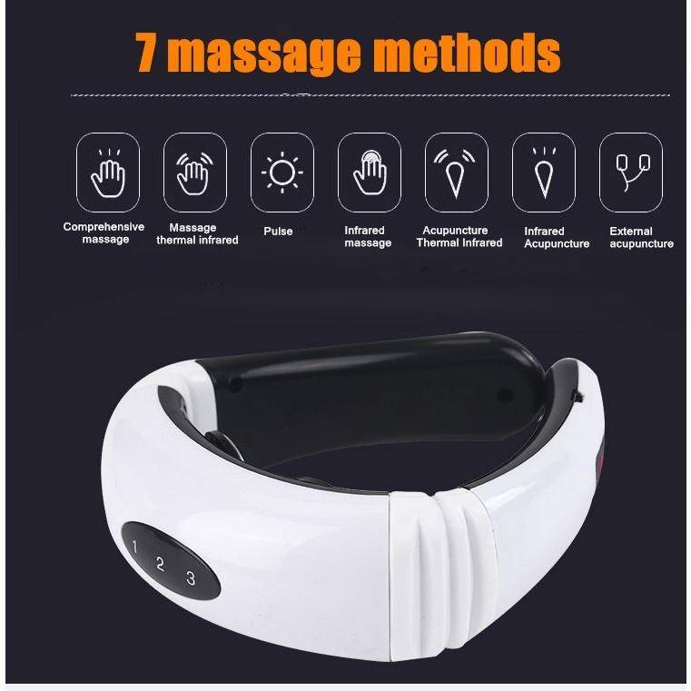 USB charging Neck Massager Pulse Back 6 Modes Power Control Far Infrared Heating Pain Relief Tool Health Care Relaxation Machine