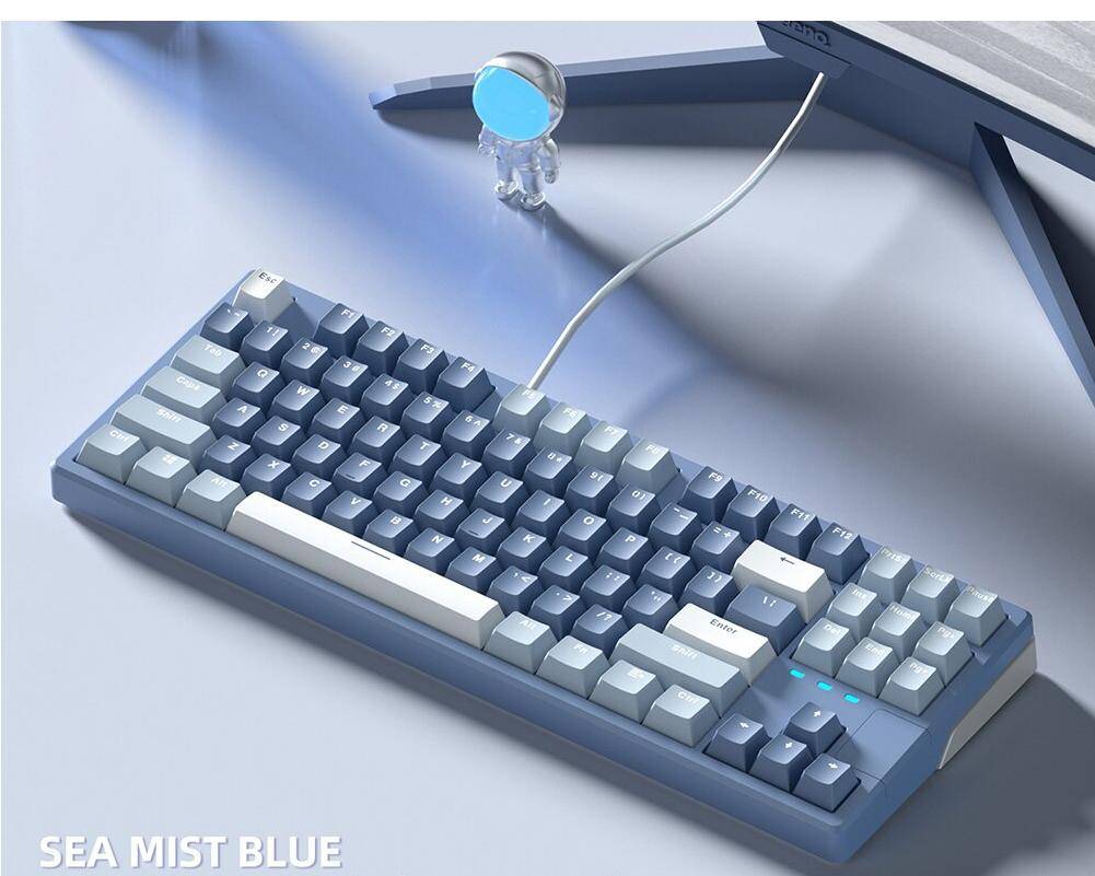 X87 Wired Game Keyboard Hot Swap 87 Keys Gamer Keyboard PBT Keycap 11 Light Effects Wind iOS One-key Switch for Desktop Computer