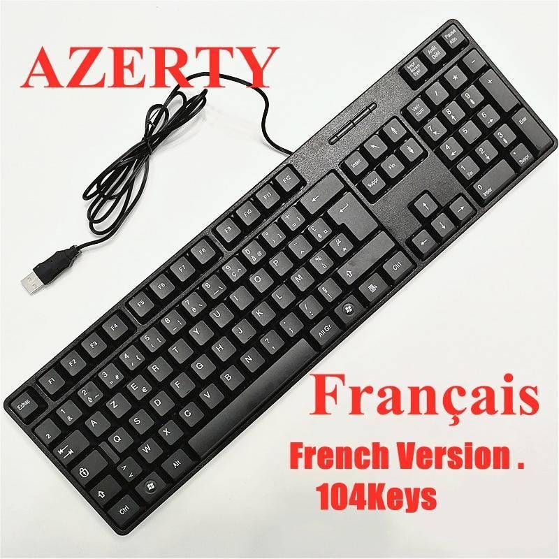 Wired Keyboard For PC 104 Keys Full Size Computer Keyboard Professional Russian French Arabic Plug And Play Free Driver