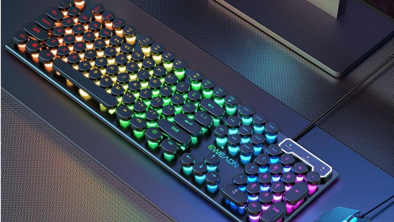 Computer Wired Keyboard , Plug Play USB Retro Round Typewriter Keyboard, Full Size Wired Keyboard for Laptop and Office PC Computer Wired Keyboard , Plug Play USB Retro Round Typewriter Keyboard, Full Size Wired Keyboard for Laptop and Office PC