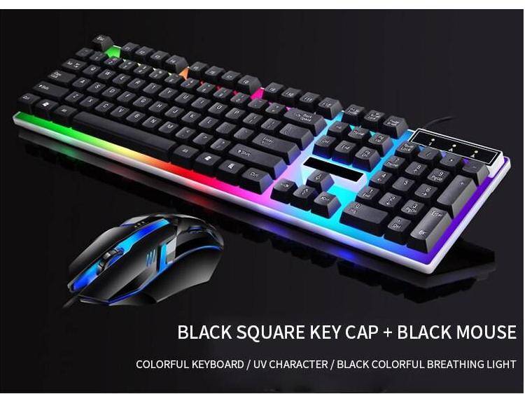 Gamer Keyboard And Mouse Combo Set RGB LED 104-Key Wired Gaming Keyboard Mouse Set for Notebook Laptop Desktop PC Tablet