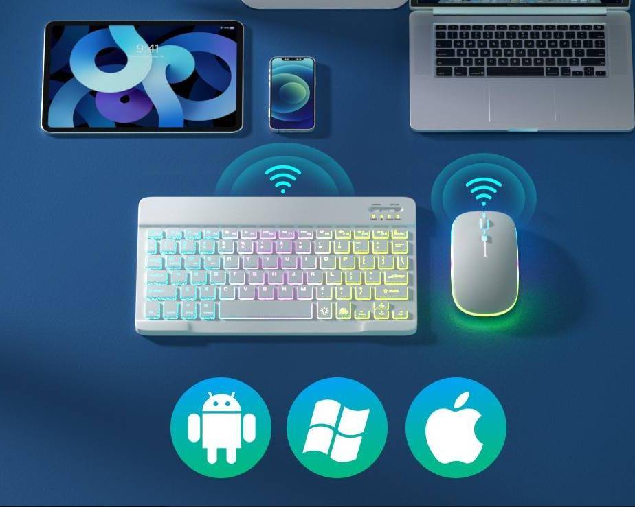 Portable Ultra-Slim Tablet Keyboard Rechargeable Backlit Wireless Bluetooth Keyboard For iPad All iOS Android Windows Tablet